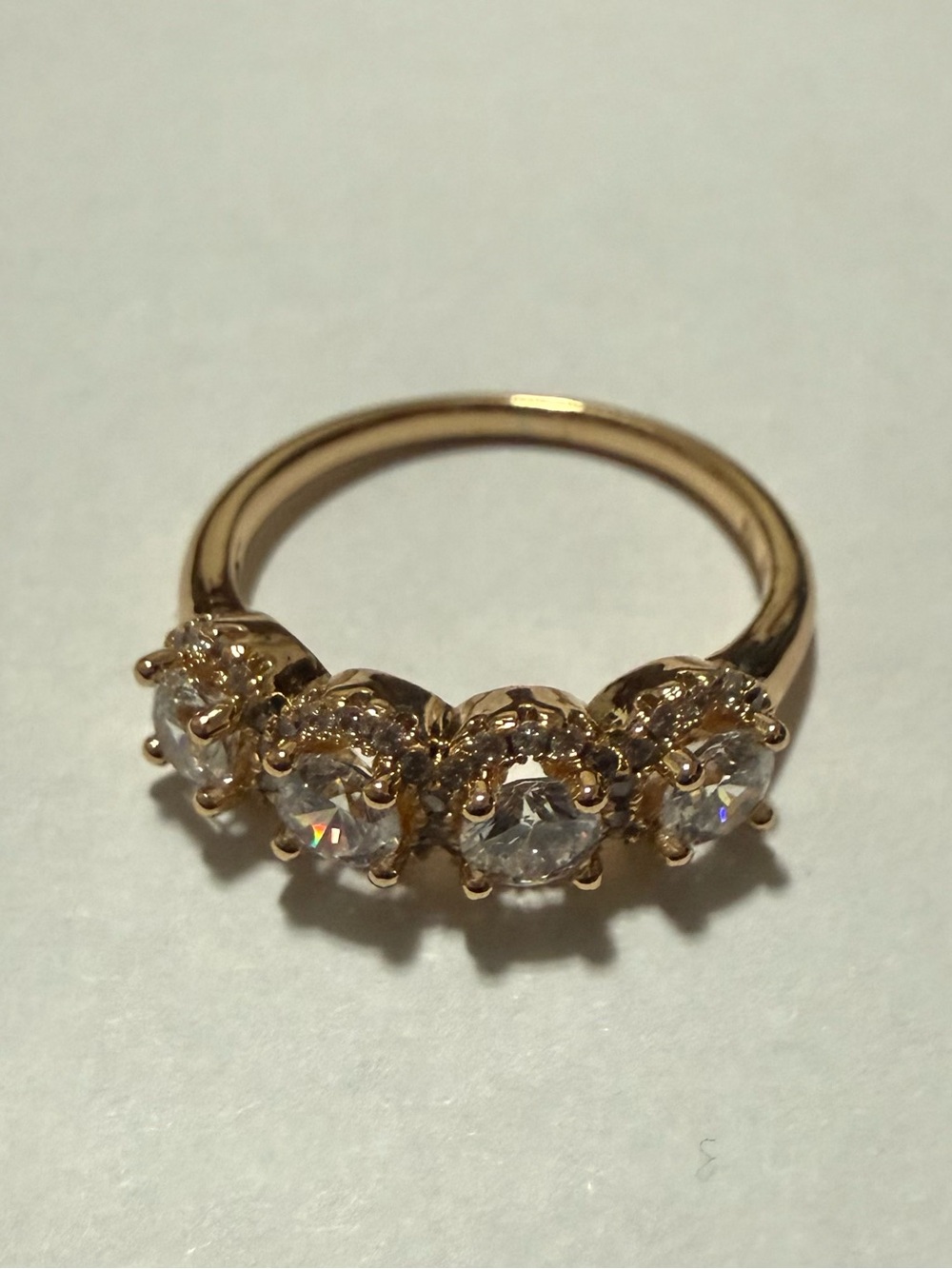 18k Gold Electroplated With Cz Stones Stackable Band Ring